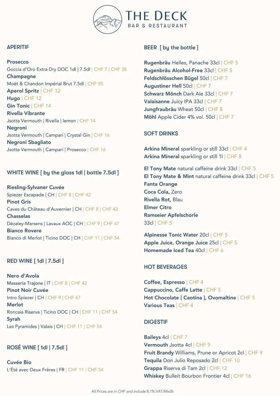 The Deck - Drinks Drinks - The Deck